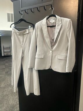 Calvin Klein Light Gray Women's Blazer & Straight Trousers